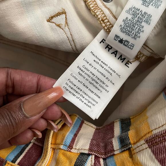 Frame Denim Le High Straight Jeans Painterly Multicolor Stripe Womens Size 29 - Picture 5 of 9